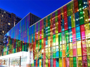 colored glass building