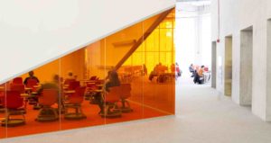 colored glass partition