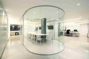 curved glass partition