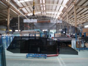 large size grey laminated glass