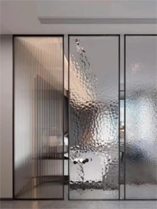 embossed glass partition