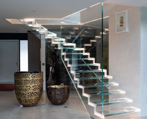 glass stairs and railing