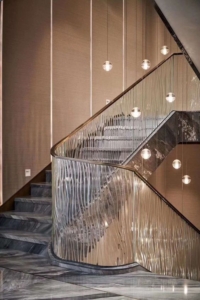 patterned glass railing