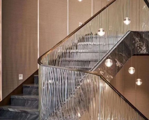 patterned glass railing